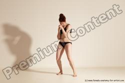 Underwear Martial art Woman White Moving poses Average long brown Dynamic poses Academic